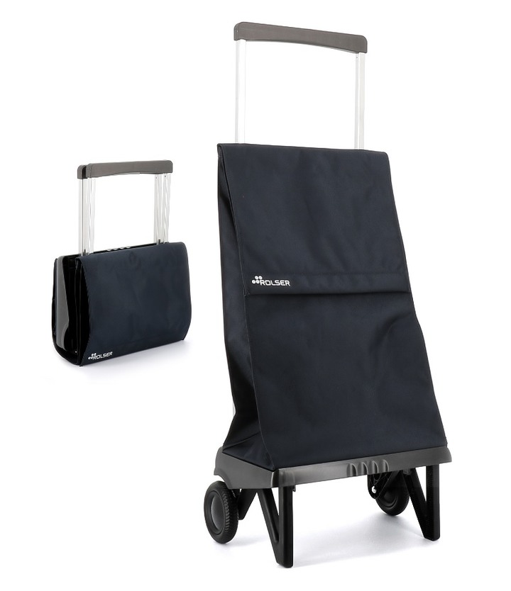 西班牙 Rolser折疊輕便購物車黑灰色容量40L/可承重量40kg時尚便攜二輪買菜車小拉車手拉推車菜籃車