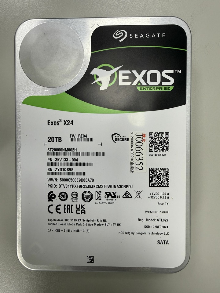 Seagate Exos X24 20TB 企業級硬碟