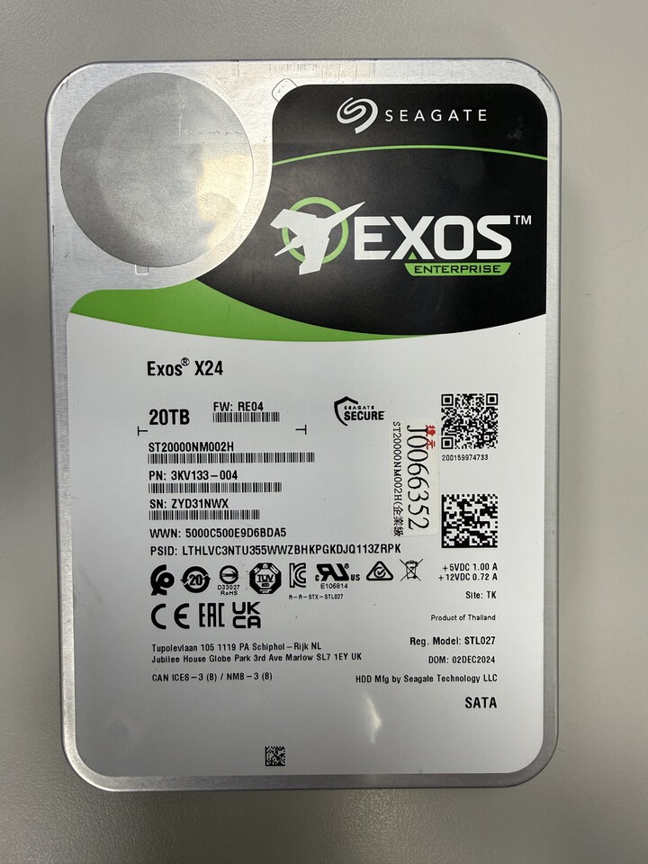 Seagate Exos X20 20TB 企業級硬碟