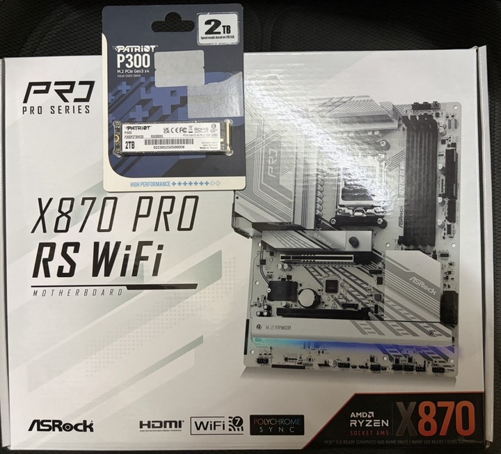 華擎 X870 主機板 + 博帝 PATRiOT P300 2TB M.2 PCIe Gen3x4 SSD