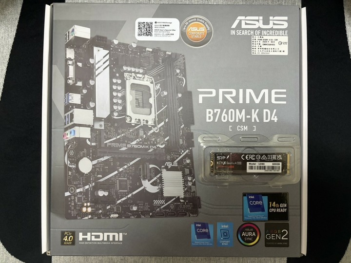 (全新) 華碩 PRIME B760M-K D4-CSM主機板，另有SP 廣穎 UD90 500GB SSD