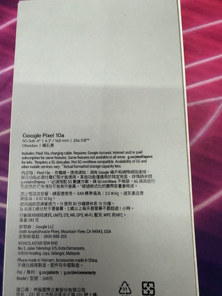 [全新未拆] Google Pixel 10a 8G/256G 黑色!!