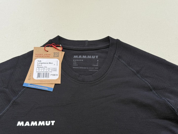 Mammut Trift 羊毛混紡長袖排汗衣 (男款) 黑S