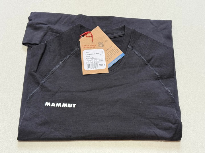Mammut Trift 羊毛混紡長袖排汗衣 (男款) 黑S