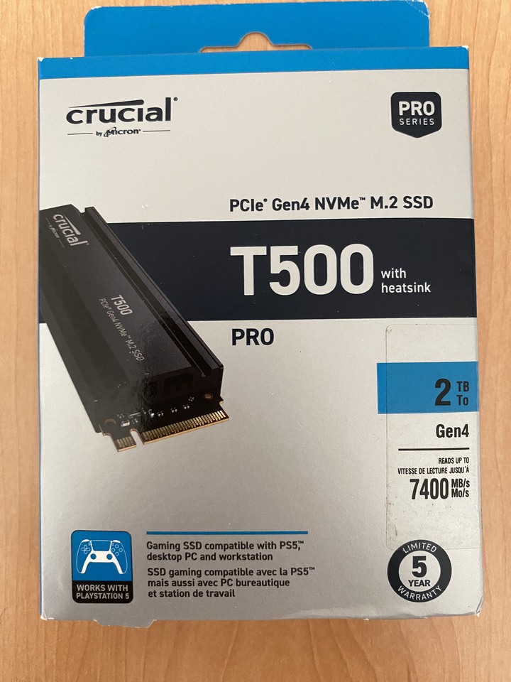 美光Micron Crucial T500 2TB 含散熱片