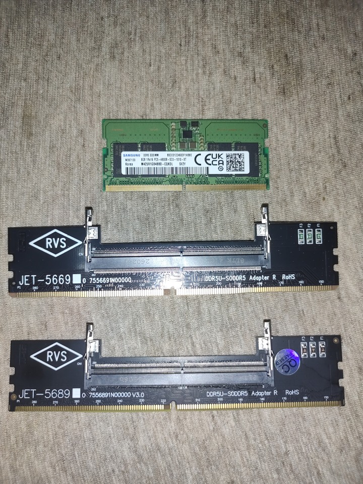 便宜三星DDR5 8GB 4800MHZ＋筆電轉桌機用轉接卡