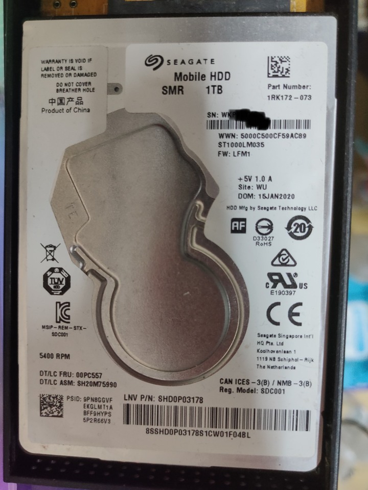 便宜Seagate 1TB 2.5吋 7mm 筆電硬碟 ST1000LM035