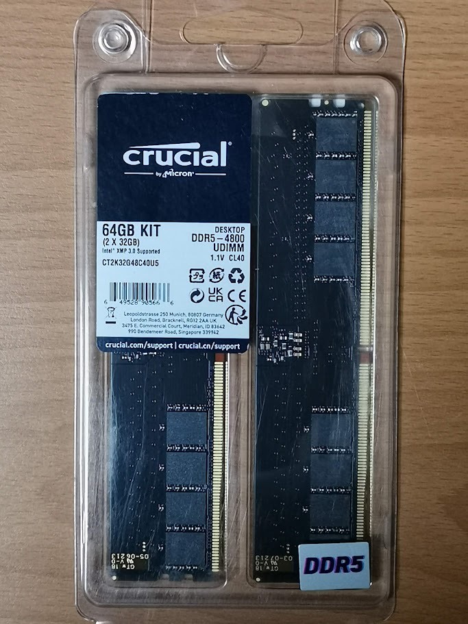 Micron 美光 Crucial DDR5 4800 64GB (32GBx2) 桌上型記憶體