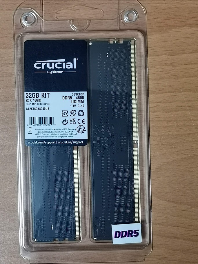 Micron 美光 Crucial DDR5 4800 32GB (16GBx2) 桌上型記憶體 (全新未拆)