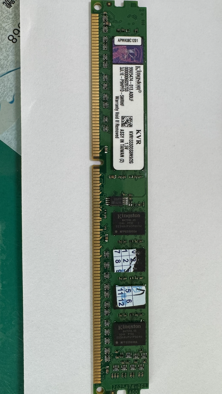 金士頓 Kingston DDR3-1600 2GB