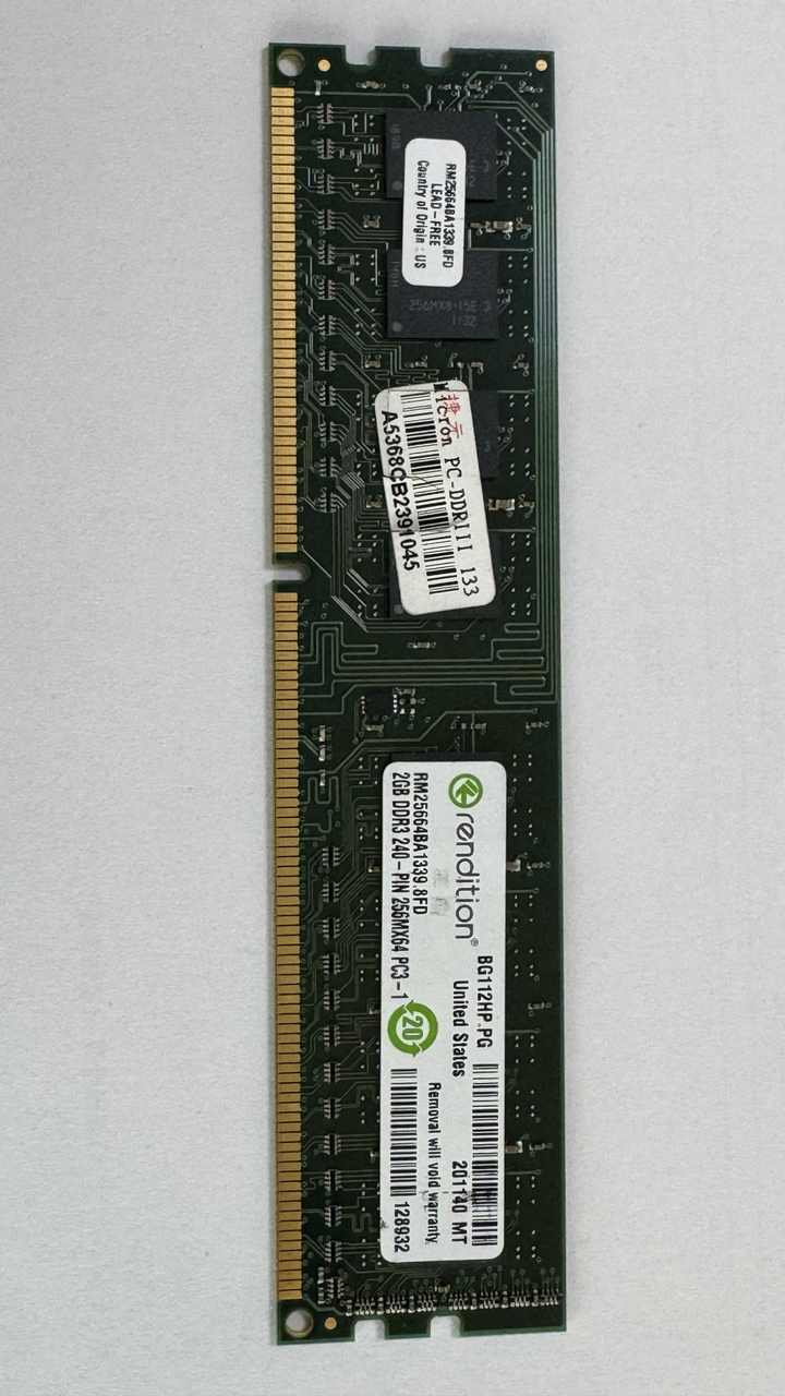 Rendition DDR3-1333 2GB x2 (2條一組，共 4GB)