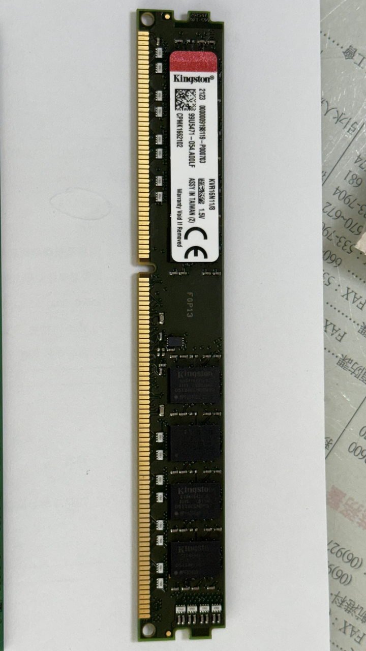 金士頓 Kingston DDR3-1600 8GB