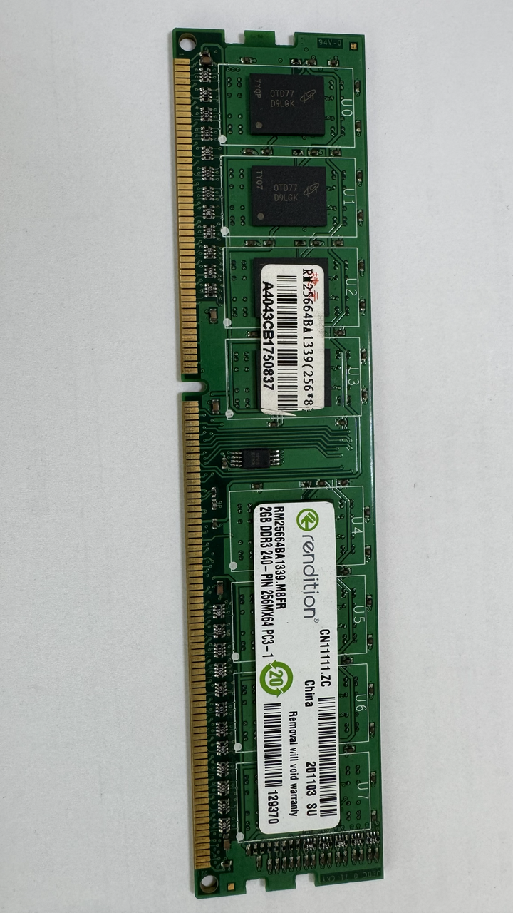 Rendition DDR3-1333 2GB x2 (2條一組，共 4GB)