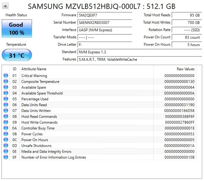 Samsung Gen3 512GB M.2 SSD