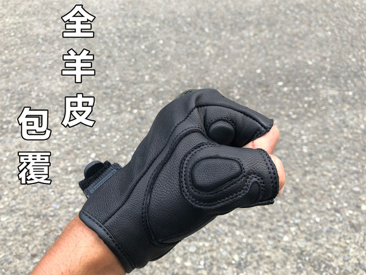 Flaming Fire碳纖維硬殼+全羊皮防摔透氣真皮手套 男女賽車摩托車越野車單車公路車半指皮手套 勁戰小阿魯DRG