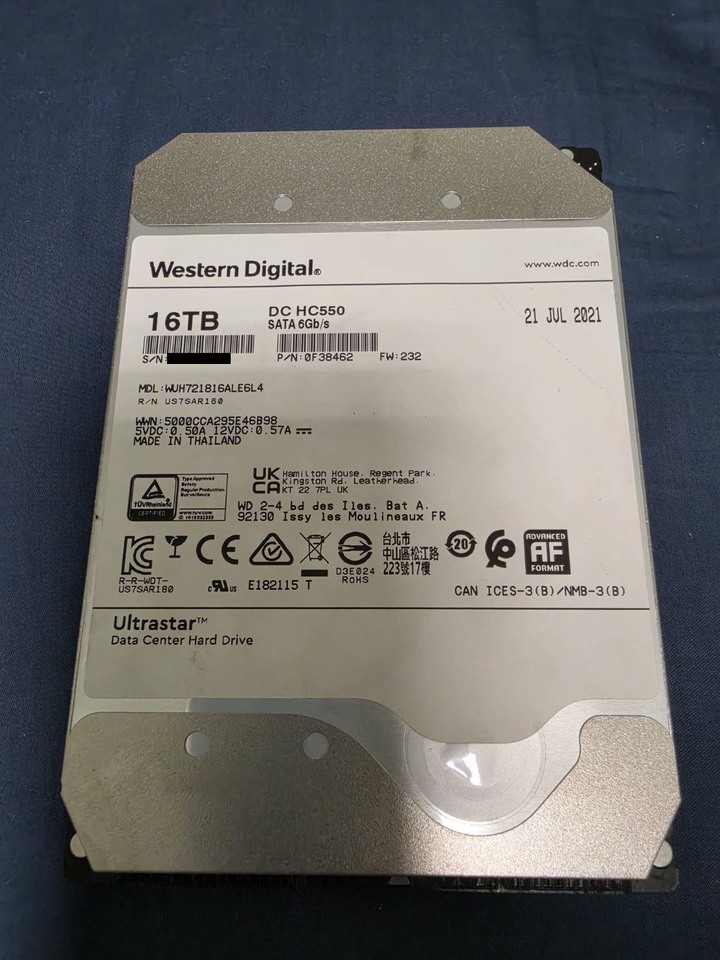 WD 威騰 HC550 16TB 企業級硬碟 Ultrastar DC