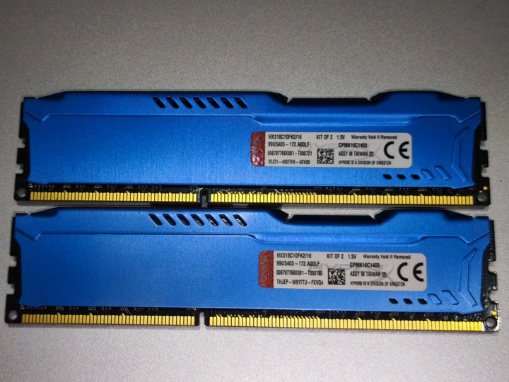 金士頓 DDR3 1866 雙通道記憶體 8GB x2