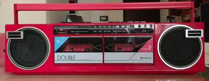 HITACHI TRK-W103 早期 卡式 收錄音機 經典紅色