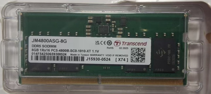 售 全新已拆封,未使用 創見 DDR5-4800 8GB (JM4800ASG-8G) 筆記型電腦記憶體。