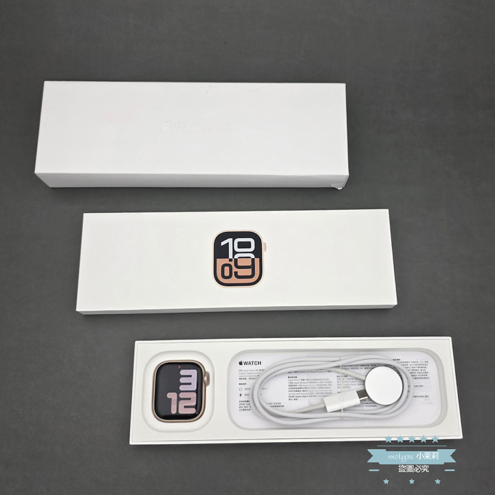 【高雄現貨】電96% Apple Watch S10 GPS 46mm 玫瑰金鋁金屬 運動錶帶