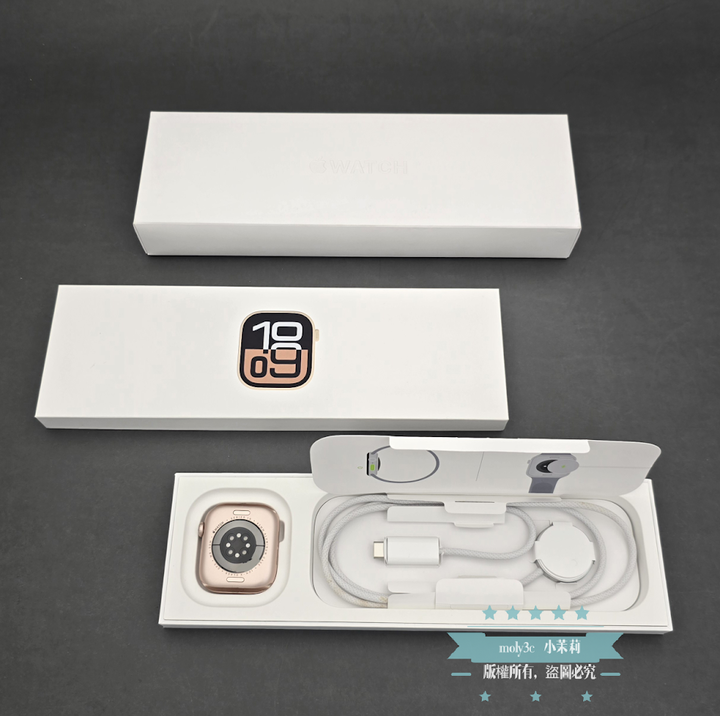 【高雄現貨】電96% Apple Watch S10 GPS 46mm 玫瑰金鋁金屬 運動錶帶