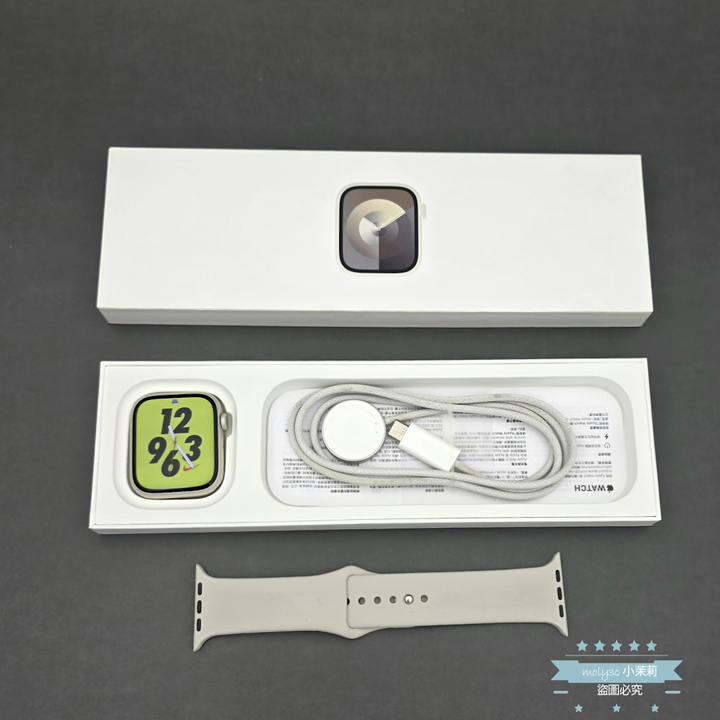 【高雄現貨】Apple Watch Series 9 GPS 45公釐 S9 星光色 鋁金屬錶殼 運動型錶帶