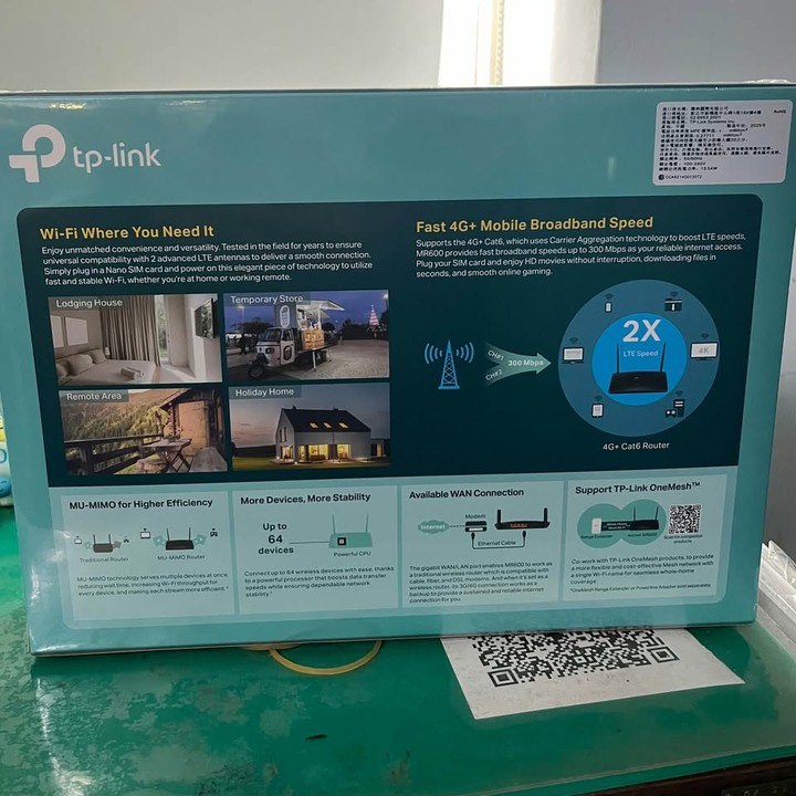 全新未拆TPlink Archer MR600 4G+ Cat6 AC1200無線路由器