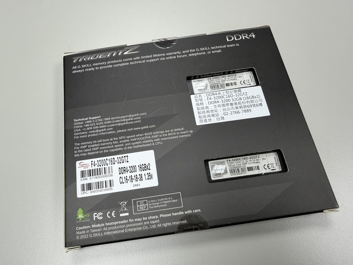 GSKILL F4-3200C16D 32GTZ (16G x 2) 終保