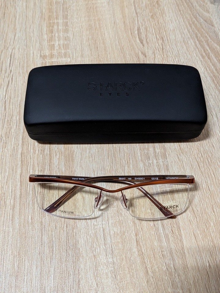 STARCK眼鏡 STARCK eyes 經典波浪型半框手工框SH9901 0018 亮棕色 全新品