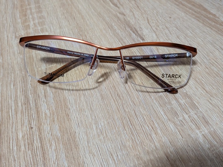 STARCK眼鏡 STARCK eyes 經典波浪型半框手工框SH9901 0018 亮棕色 全新品