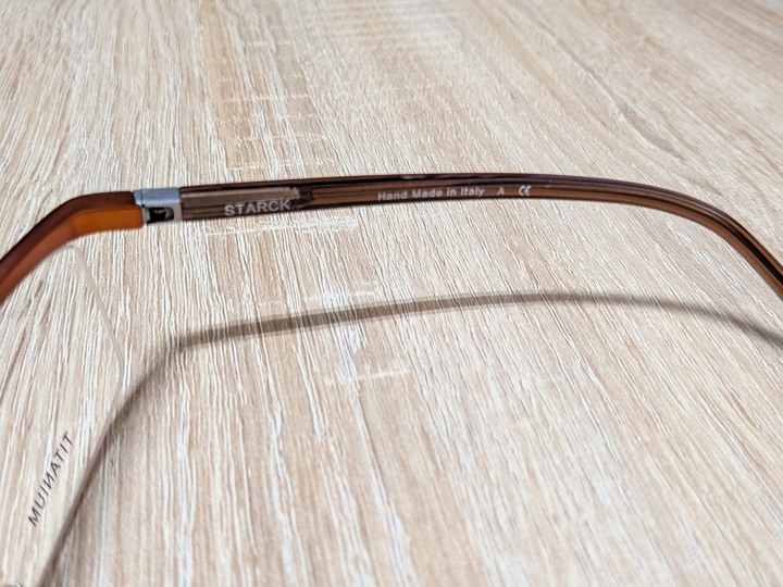 STARCK眼鏡 STARCK eyes 經典波浪型半框手工框SH9901 0018 亮棕色 全新品