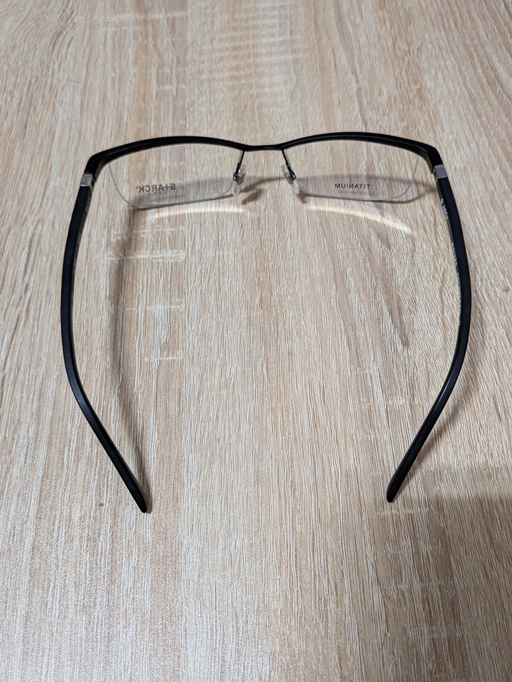 STARCK眼鏡 STARCK eyes 經典波浪型半框手工框PL0801 黑色 全新品