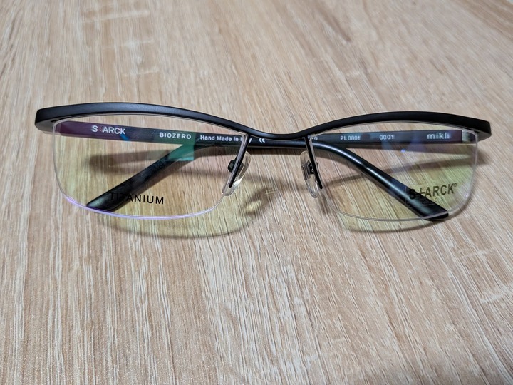 STARCK眼鏡 STARCK eyes 經典波浪型半框手工框PL0801 黑色 全新品
