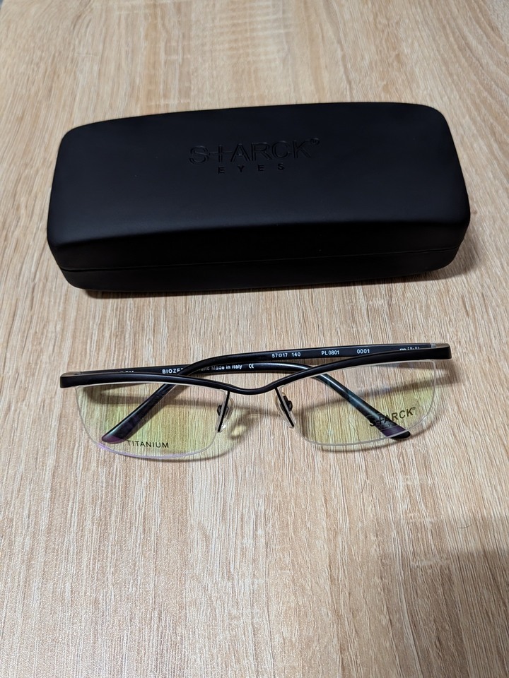 STARCK眼鏡 STARCK eyes 經典波浪型半框手工框PL0801 黑色 全新品