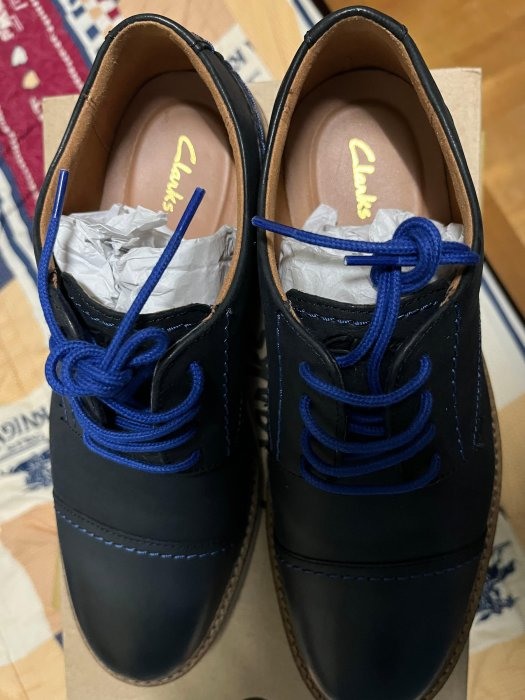 99成新 英國Clarks Atticus LT caps 海軍藍色休閒鞋