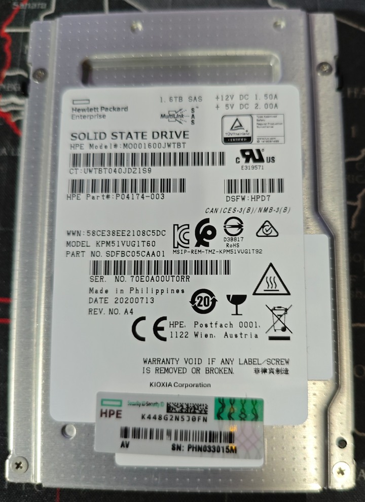 KIOXIA KPM51VUG1T60-1.6TB SAS12 SSD/HPE(新的)