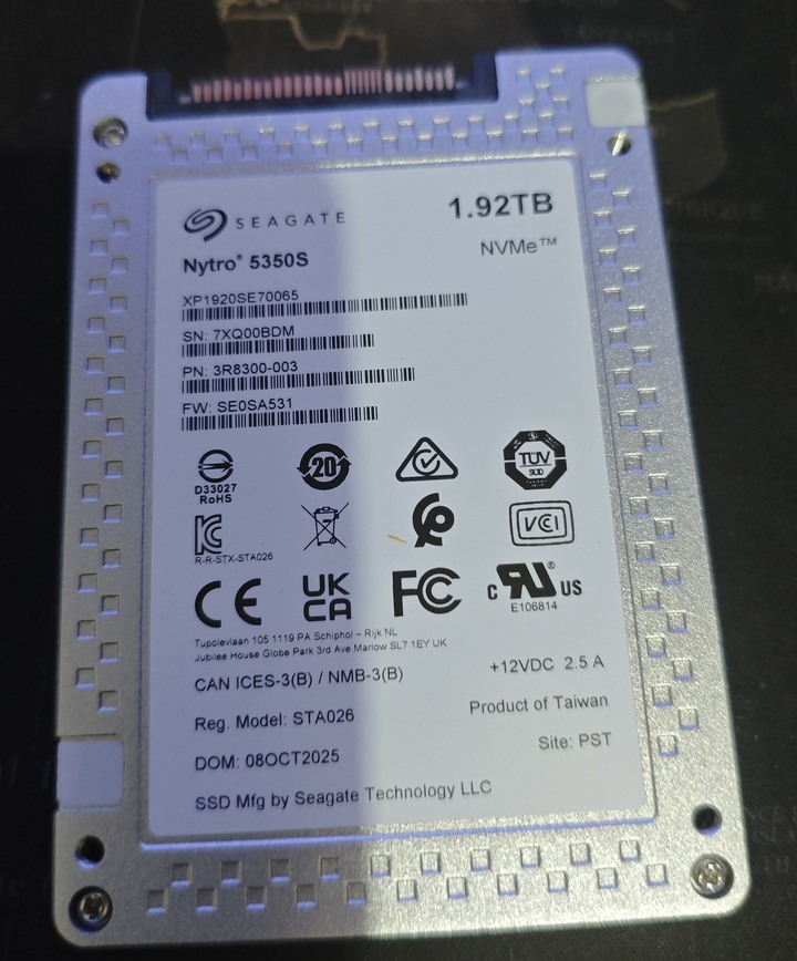 Seagate Nytro 5350S-1.92TB NVME SSD(新的)