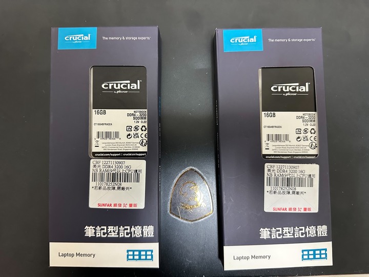 【終身保固】美光 Crucial 16GBx2(32G) DDR4 3200 筆記型 (CT16G4SFRA32A)
