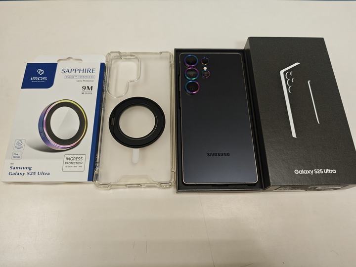 97%新 SAMSUNG 三星 Galaxy S25 Ultra 256G 鈦黑 Hoda 霧面玻璃貼 imos 鏡頭貼