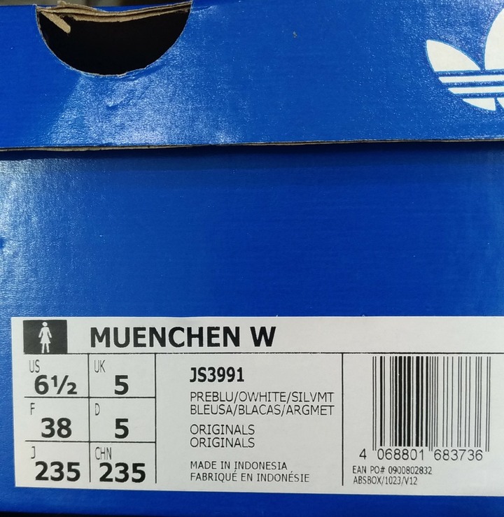 Adidas 愛迪達 Muenchen W 23.5cm 女鞋 藍 白 膠底 復古 休閒 JS3991