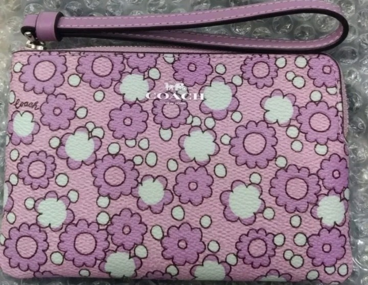 COACH 滿版花卉 小手拿 紫