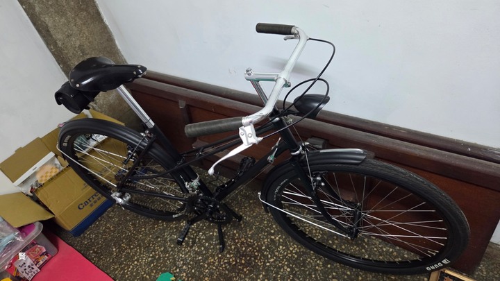 稀少的鋼管復古自行車（消光黑）