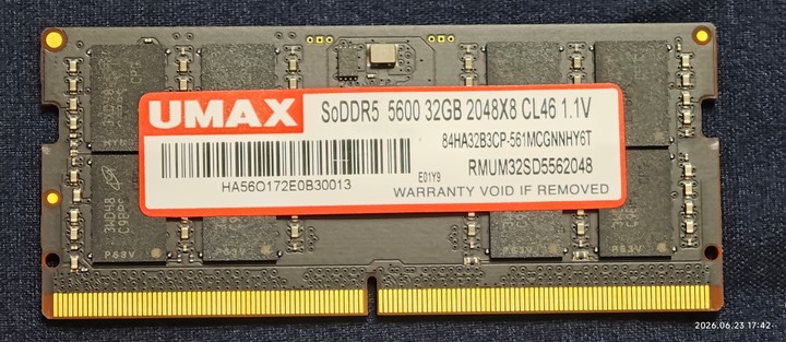 Umax DDR5 5600 32G筆記型記憶體
