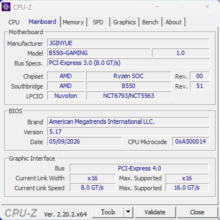精粵 JGINYUE B550i-GAMING ITX