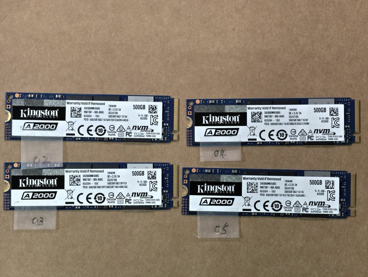 Kingston A2000及WD BLUE SN550 500GB