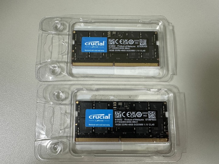 美光 筆電記憶體 DDR5 4800 16G x 2