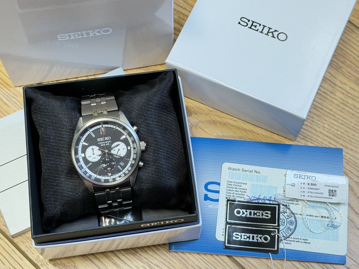 SEIKO 熊貓三眼計時男錶 SSB429P1
