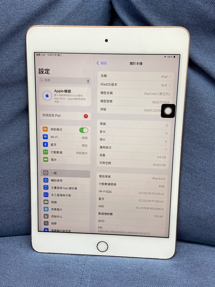 插卡通話版 Apple IPad Mini5 Mini 5 64G 粉金色 二手蘋果平板7.9吋 4G版 DMPC3