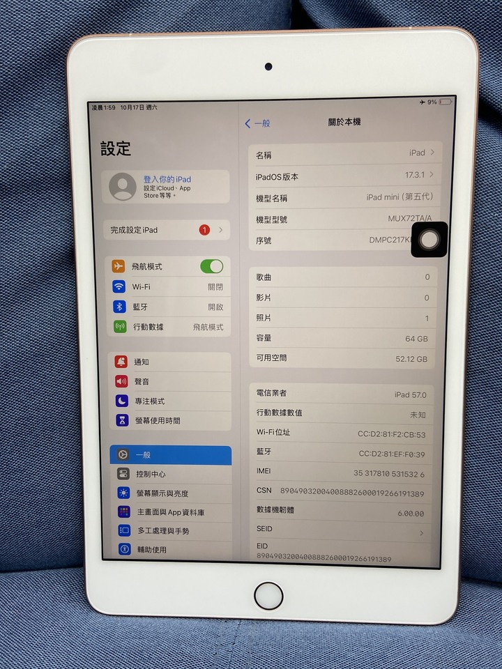插卡通話版 Apple IPad Mini5 Mini 5 64G 粉金色 二手蘋果平板7.9吋 4G版 PC217K