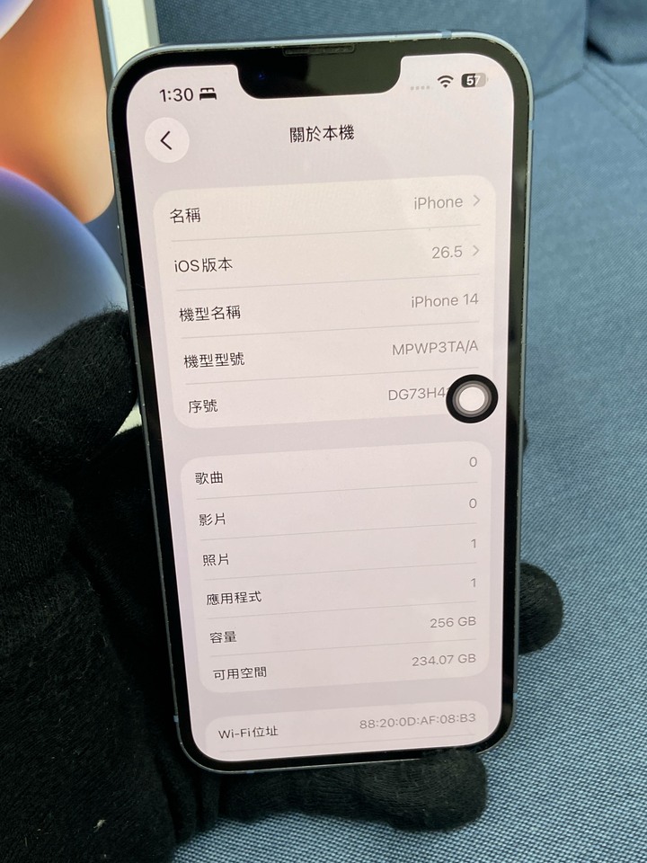 Apple IPhone 14 256G 二手蘋果5G手機 iPhone14 二手藍色手機 電池80%